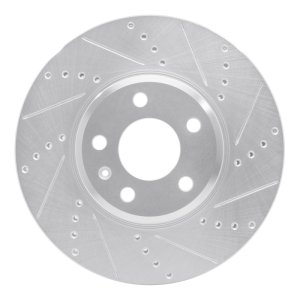 Audi A4 Brake Rotor (1) - Front Right - R1 Concepts - Drilled & Slotted - Silver - `08-`25